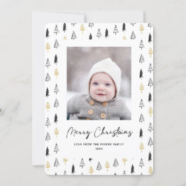 Fun Gold Black Pine Tree Minimalistische Weihnacht Feiertagskarte