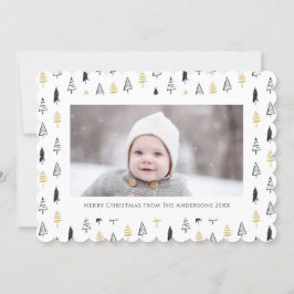 Fun Gold Black Pine Tree Minimalistische Weihnacht Feiertagskarte