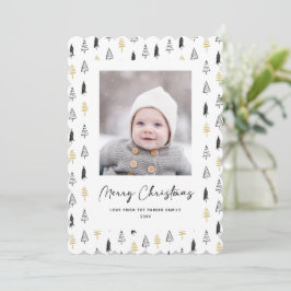 Fun Gold Black Pine Tree Minimalistische Weihnacht Feiertagskarte