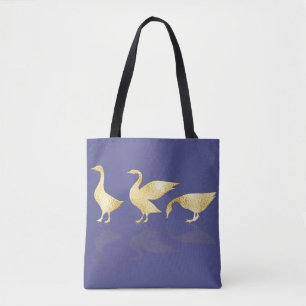 Fun Gold Foil Oies Gold Nom Sac fourre-tout pourpr