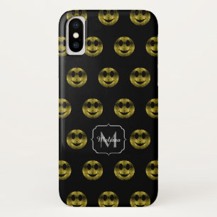 Fun Gold schwarze Smileys Polka Punkte Muster Mono Case-Mate iPhone Hülle