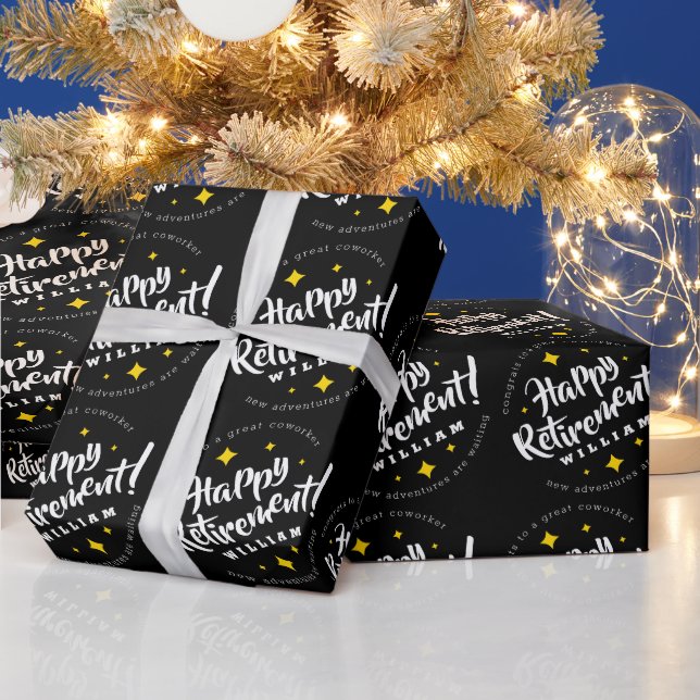 Fun Gold Stars Rentirement Neue Abenteuer warten Geschenkpapier (Feiertage)