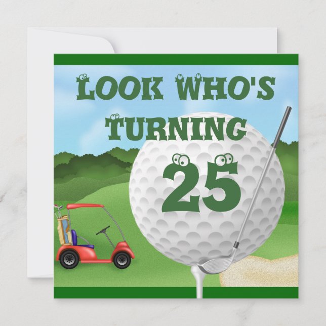 Fun Golf 25. Geburtstag Einladungen (Vorderseite)
