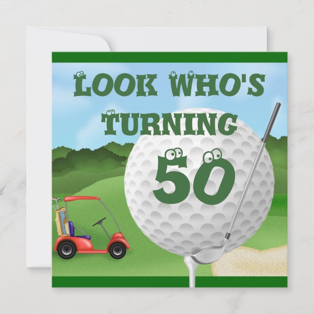 Fun Golf 50th Birthday Invitations (Devant)