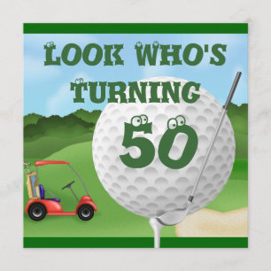 Fun Golf 50th Birthday Invitations
