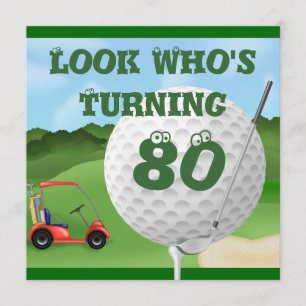 Fun Golf 80. Geburtstag Einladung TEMPLATE