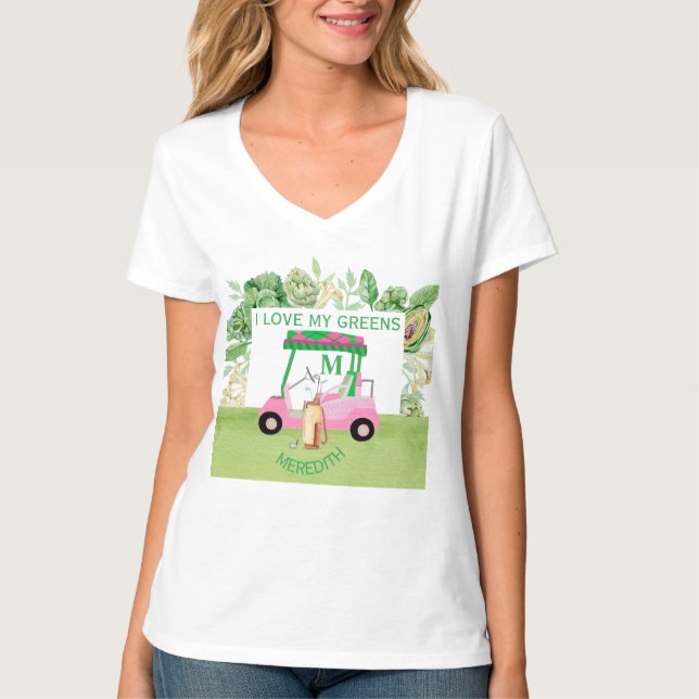 Fun Golf Cart Monogram Name Liebe    GreensT-Shirt T-Shirt (Vorderseite)