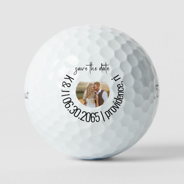 Fun Golf Foto Hochzeit Save the Date II Golfball (Vorderseite)