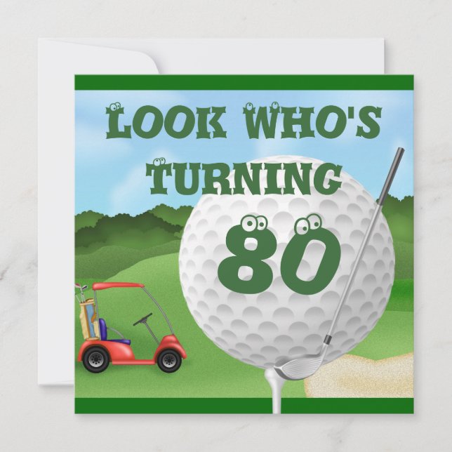 Fun Golf Invitations MODÈLE 80e anniversaire (Devant)