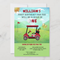 Fun Golf Red Cart Junge 1. Geburtstag Par-T-Shirt