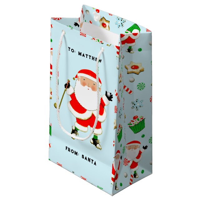 Fun Golf Weihnachten Kleine Geschenktasche Geschenktüte (Vorderseite Schrägansicht)
