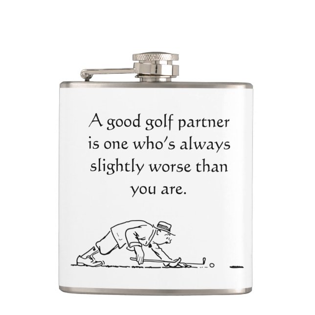 Fun Golfers Vinyl Wrapped Flask Flachmann (Vorderseite)
