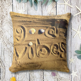 Fun Good Vibes Zitat Strand Sand Muscheln Foto küh Kissen