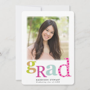 FUN GRAD chic Foto Moderne Typografie Pink Minze Einladung