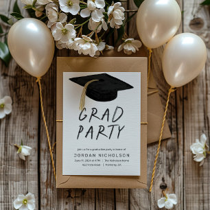 Fun "Grad Party" Moderne Graduierungspauschale Einladung