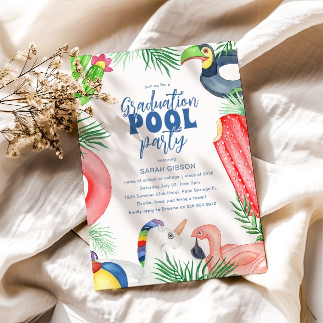 Fun Graduation Pool Party Einladung (Von Creator hochgeladen)
