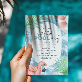 Fun Graduation Pool Party Invitation Einladung