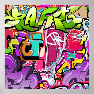 Fun Graffiti word art home office decor poster