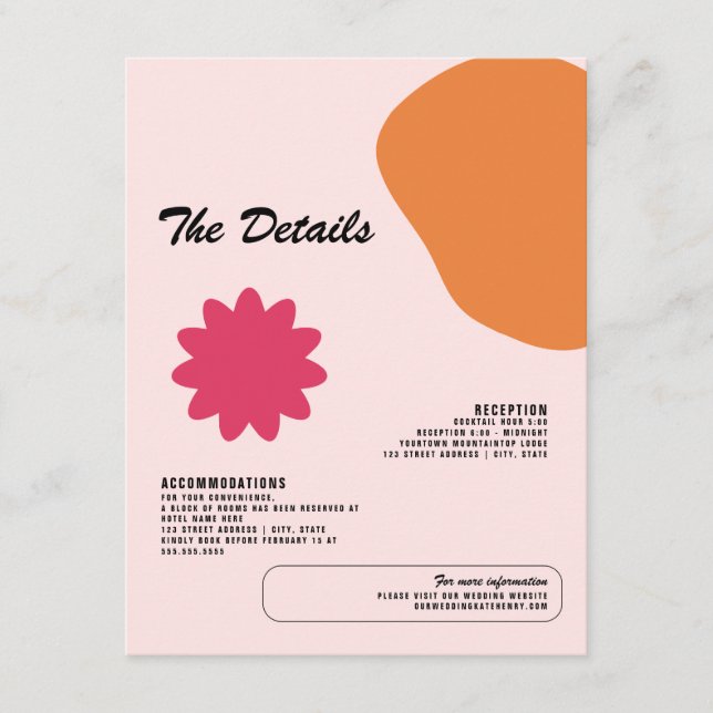 Fun Graphic Design Wedding Details Enclosure Card Begleitkarte (Vorderseite)