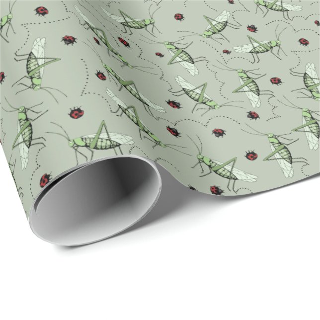 Fun Grasshopper Bug Bonanza Eleganter Magier Geschenkpapier (Rolleneckpunkt)