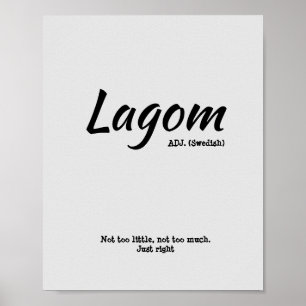 Fun Gray Swedish Lagom Definition Poster