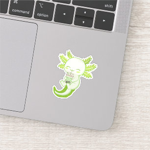 Fun Green Axolotl Boba Bubble Tee Aufkleber