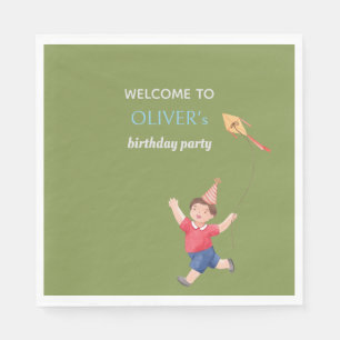 Fun Green Birthday Kids Boy Garden Picnic Serviette