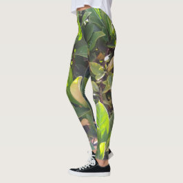 Fun Green Blätter Nature Print Leggings