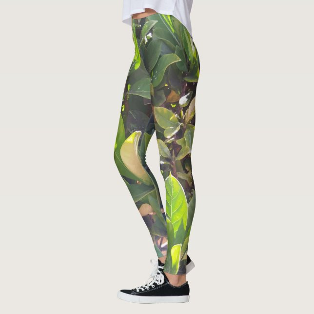 Fun Green Blätter Nature Print Leggings (Links)