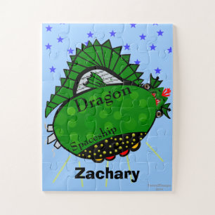 Fun Green Dragon Spaceship Red Fire Mouth Puzzle