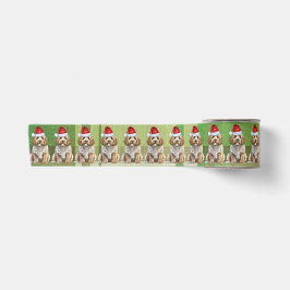 Fun Green Kariert Cockapoo Santa Dog Weihnachten Satinband