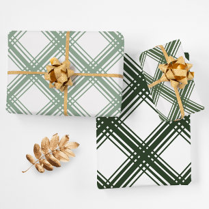Fun Green Kariert Trio Wrapping Paper Sheets Geschenkpapier Set