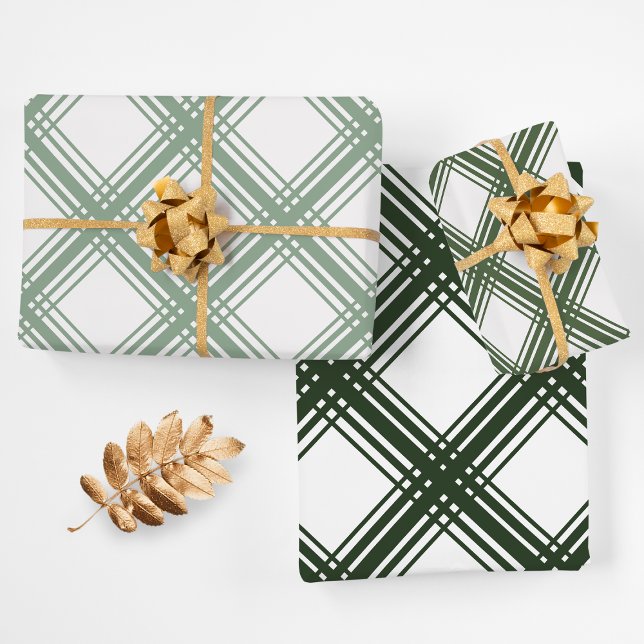 Fun Green Kariert Trio Wrapping Paper Sheets Geschenkpapier Set (Fun Green Plaid Trio Wrapping Paper Sheets)