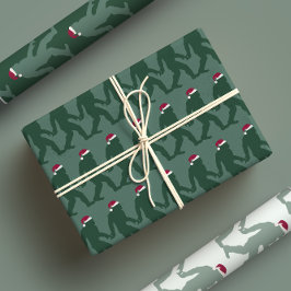 Fun Green Tonal Bigfoot Santa Unique Xmas Geschenkpapier Set