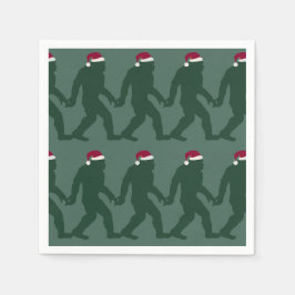 Fun Green Tonal Bigfoot Weihnachten Serviette