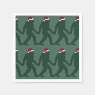 Fun Green Tonal Bigfoot Weihnachten Serviette