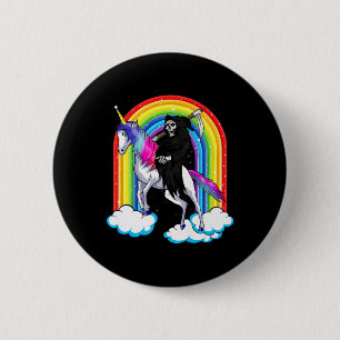 Fun Grim Sensenmann reiten ein Einhorn Tod Unicorn Button