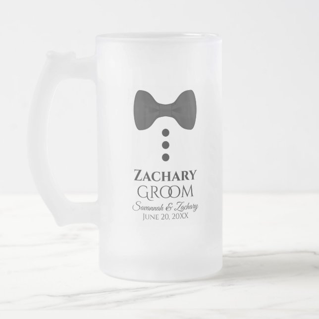 Fun Groom Cravate Noire Tuxedo Frosted Beer Mug (Gauche)