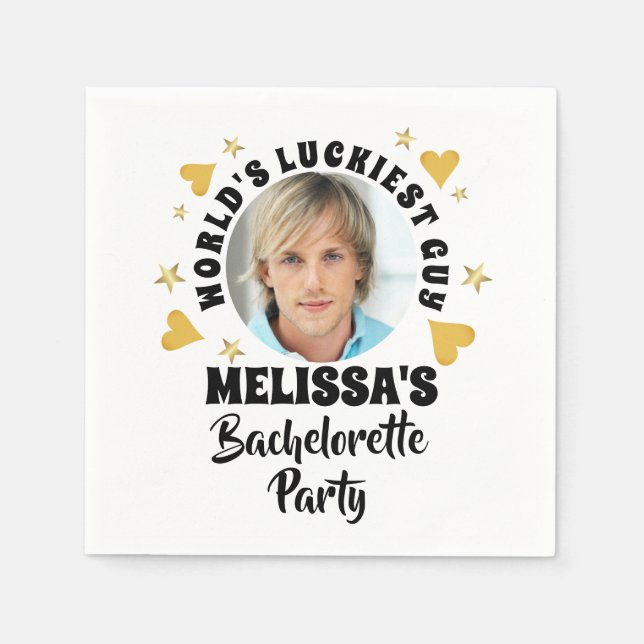 Fun Grooms Face Foto Junggeselinnen-Abschied Serviette (Vorderseite)