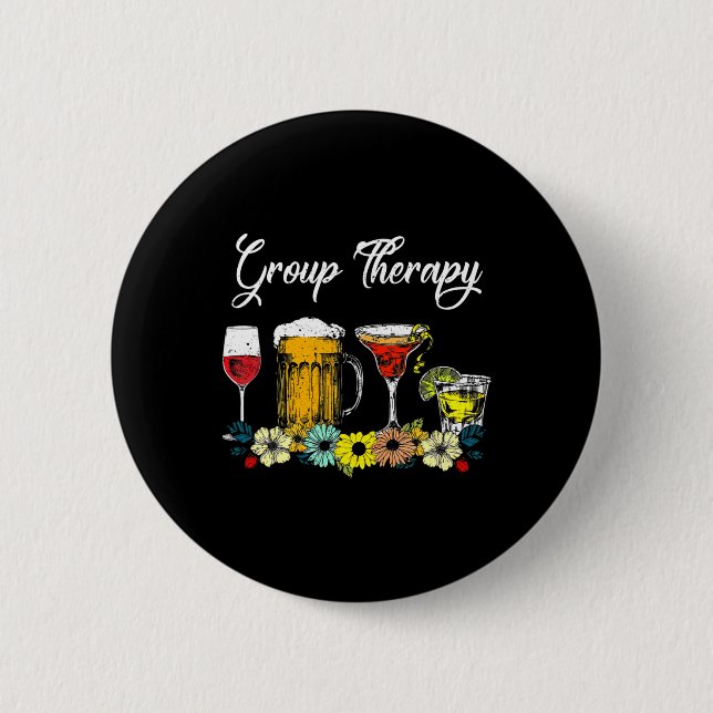 Fun Group Therapie Floral Drink Brille Mental Heal Button (Vorderseite)