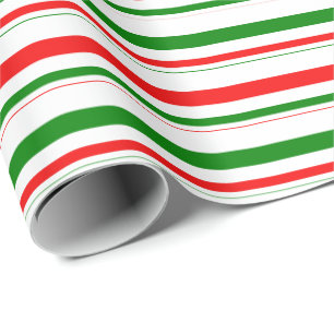 Fun Grün, Weiß, Rote Weihnachtsschätze Streifen Geschenkpapier