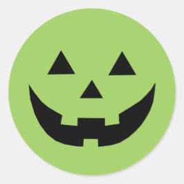 Fun grüne Kürbislaterne Kürbisgesicht Halloween Runder Aufkleber