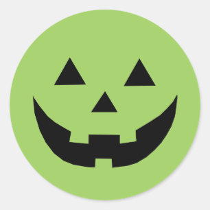 Fun grüne Kürbislaterne Kürbisgesicht Halloween Runder Aufkleber