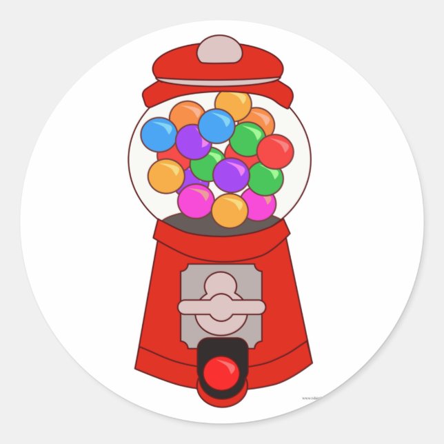 Fun Gumball Machine Cartoon Art T - Shirt Runder Aufkleber (Vorderseite)