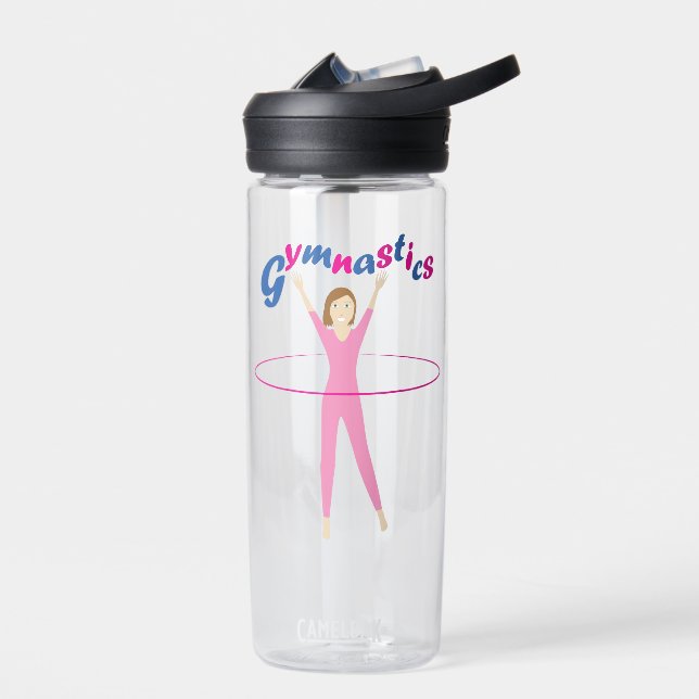 Fun Gymnastics Text mit Pink Hula Hoopgirl Trinkflasche (Links)