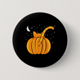 Fun Halloween Cat Hintern Pumpkin Orange Tab Button