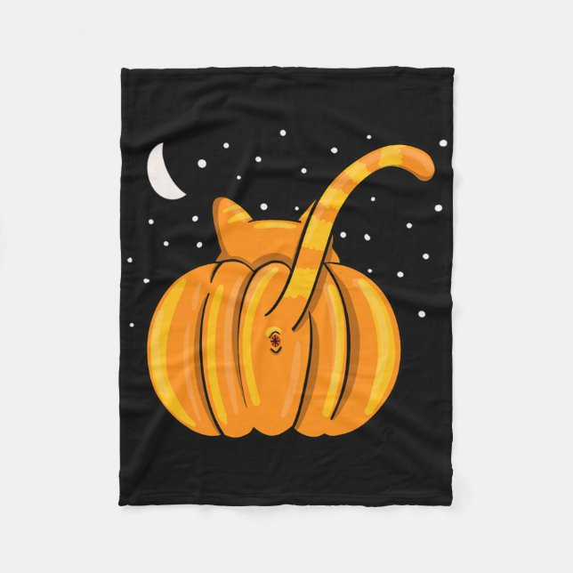 Fun Halloween Cat Hintern Pumpkin Orange Tab Fleecedecke (Vorderseite)