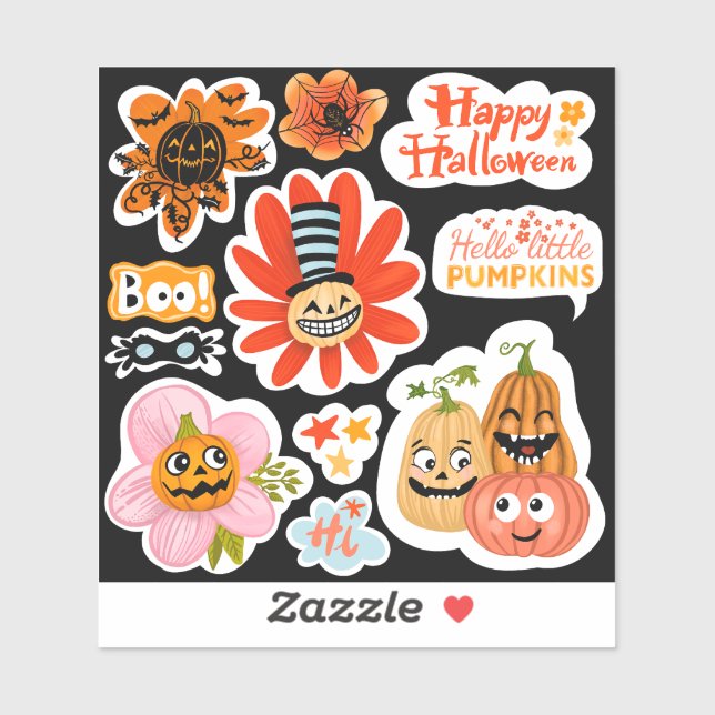 Fun Halloween citrouille stickers mignon (Feuille)