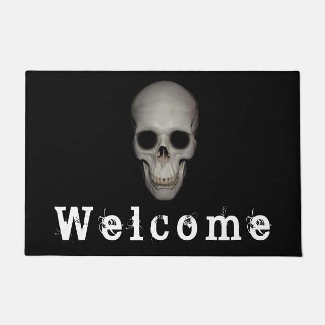 Fun Halloween Decke menschlicher Schädel 'Willkomm Fußmatte (Vorderseite)
