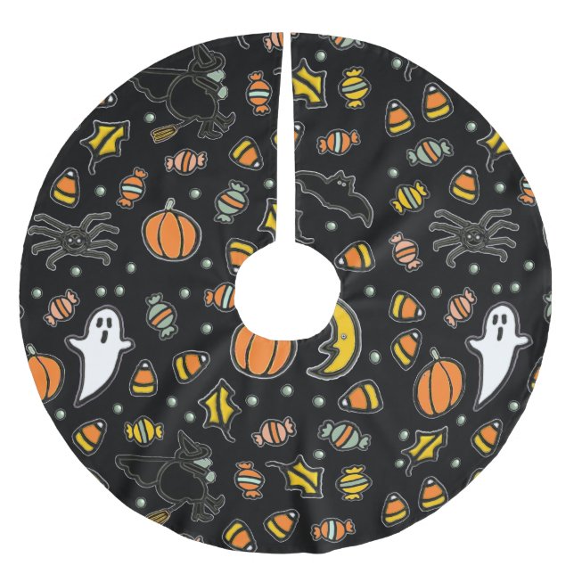 Fun Halloween Decor Polyester Weihnachtsbaumdecke (Vorderseite)